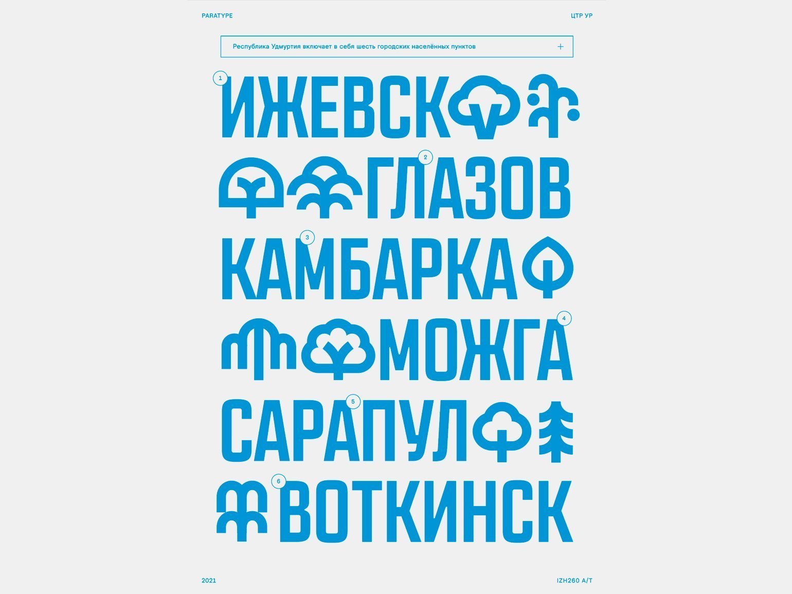 Пример использования фирменного шрифта Ижевска IZH 260