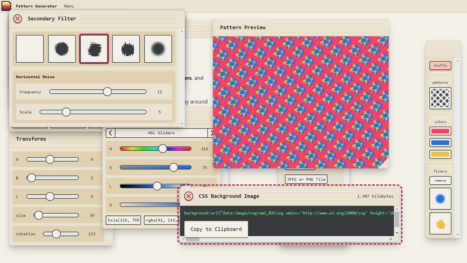 Как сделать паттерн: Doodad Pattern Generator